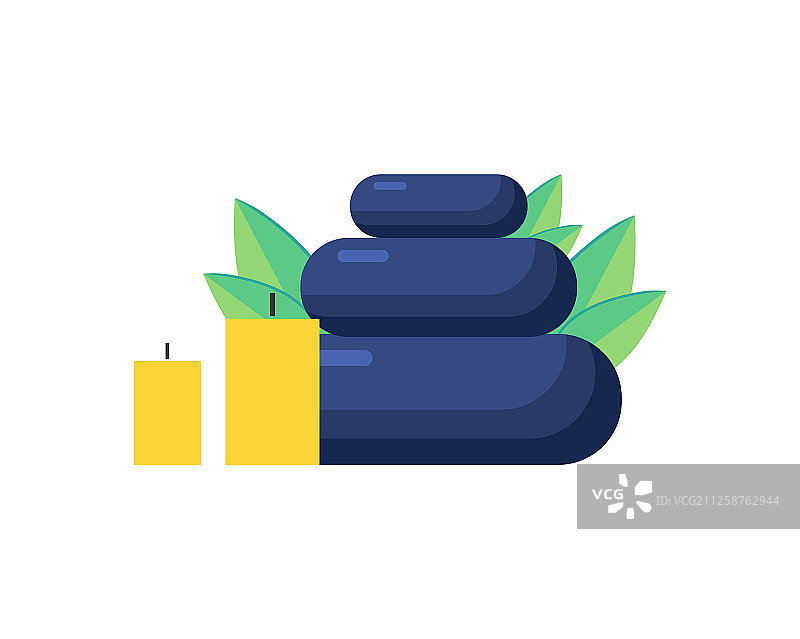 用于按摩和水疗的石头和蜡烛卡通图片素材