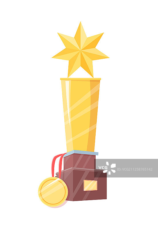 带星星和奖章的获胜者雕像图片素材