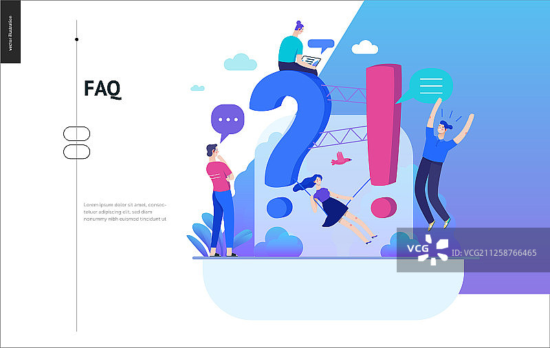 商务系列 - 常见问题解答网页模板图片素材