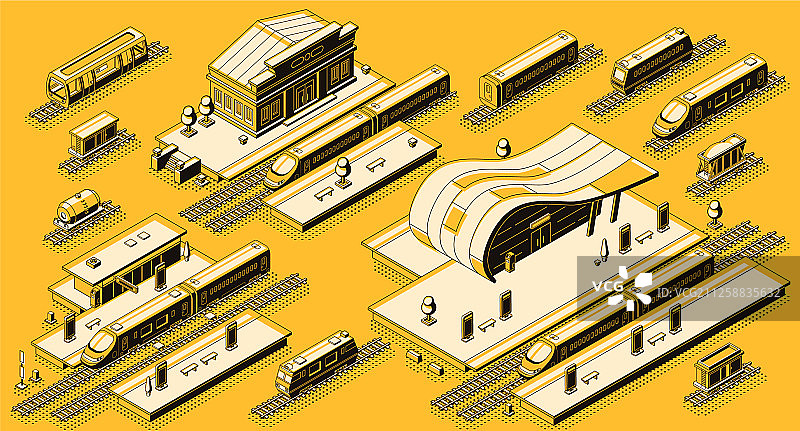 带机车的火车站2.5D素材图片素材