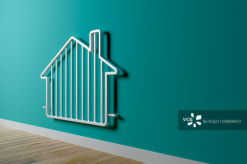 家里的房子形状的暖气管道图片素材