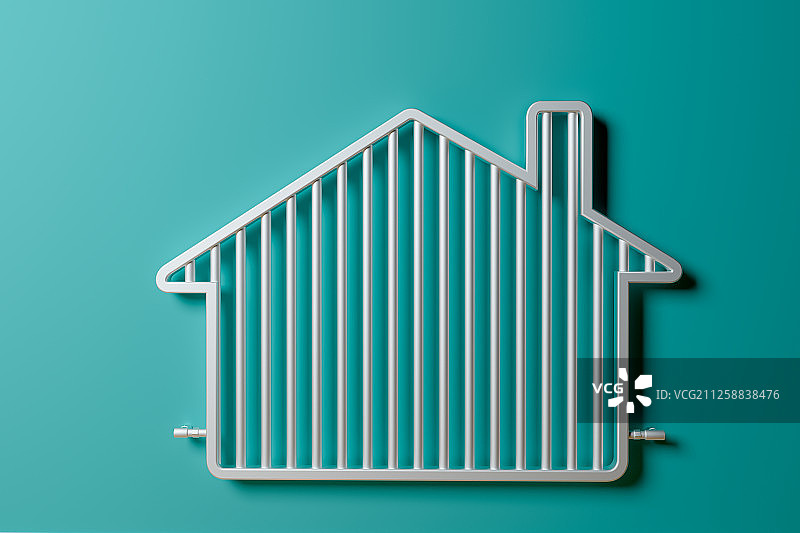 家里的房子形状的暖气管道图片素材