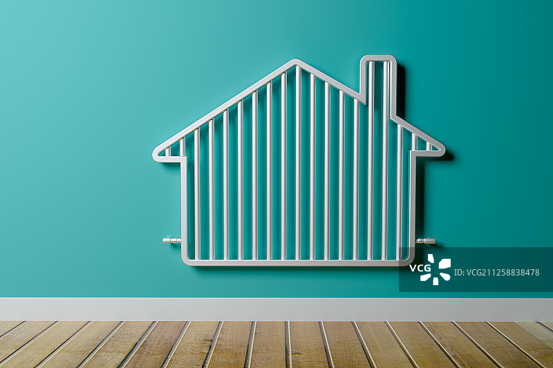 家里的房子形状的暖气管道图片素材