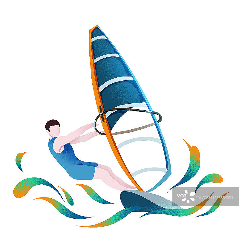 项目帆船帆板运动扁平化图标白色背景图片素材