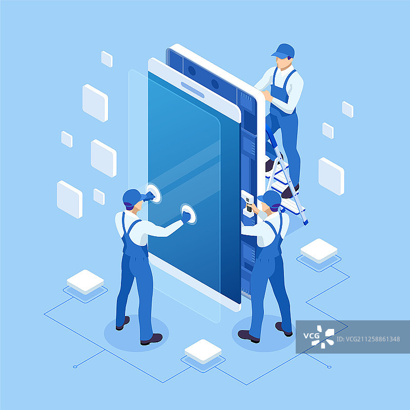 2.5D智能手机维修服务banner图片素材