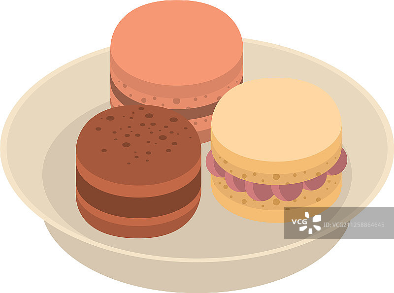 盘子里的马卡龙图标2.5D风格图片素材