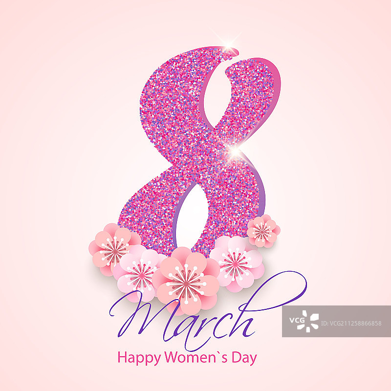 三八妇女节抽象花卉贺卡图片素材