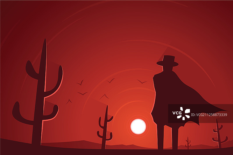 沙漠中的西部枪手图片素材