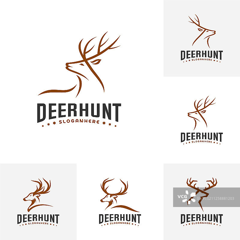 猎鹿标志模板：优雅的鹿头图片素材