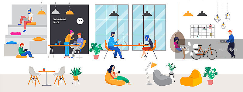 共享办公空间概念（青年）图片素材