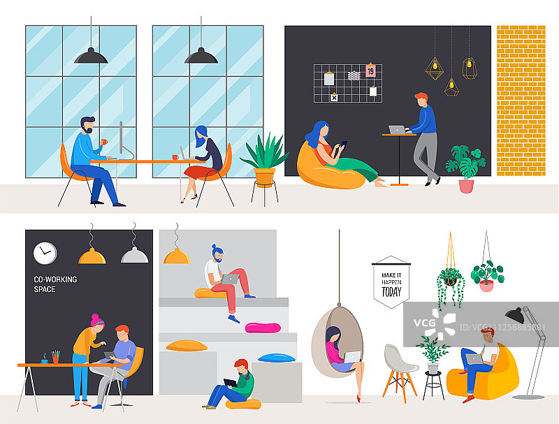 共享办公空间概念（青年）图片素材