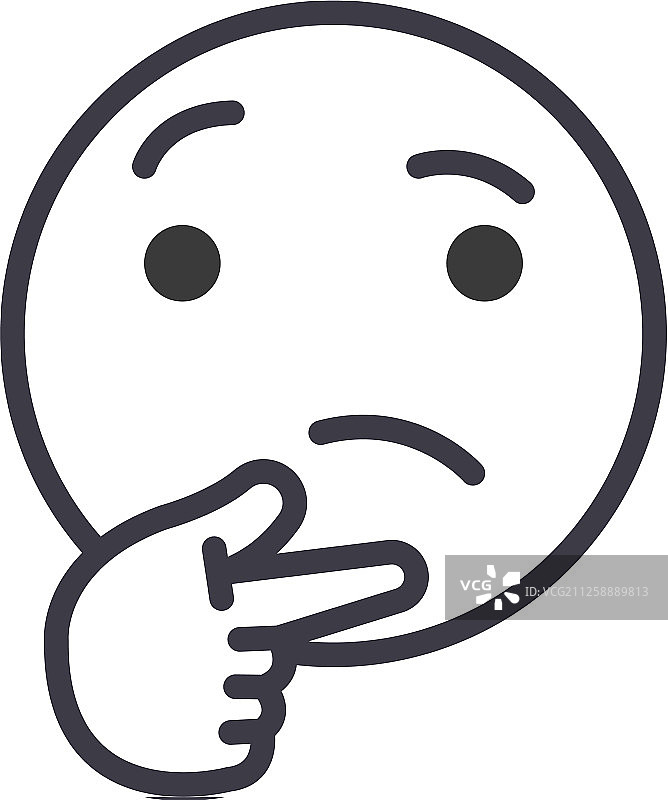 思考表情符号概念线条图片素材