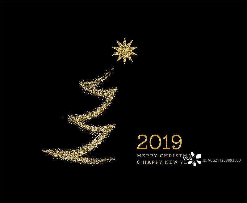 金色圣诞树轮廓图片素材