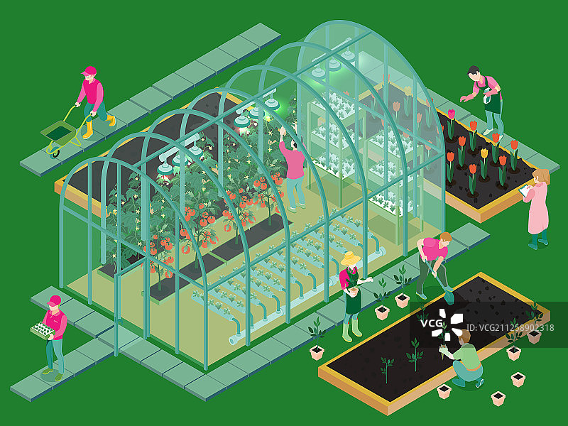 2.5D温室等距组合图片素材