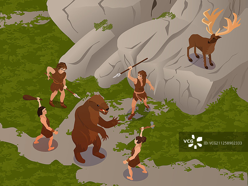 原始人2.5D构成图片素材