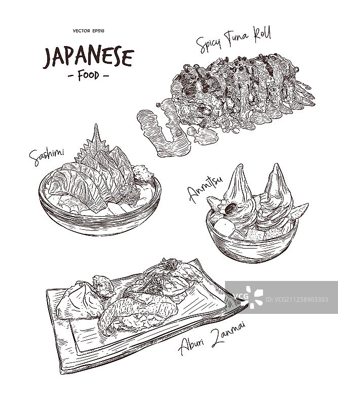 日式料理手绘草图合集图片素材
