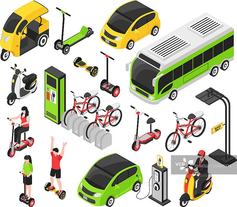 环保交通2.5D集合图片素材