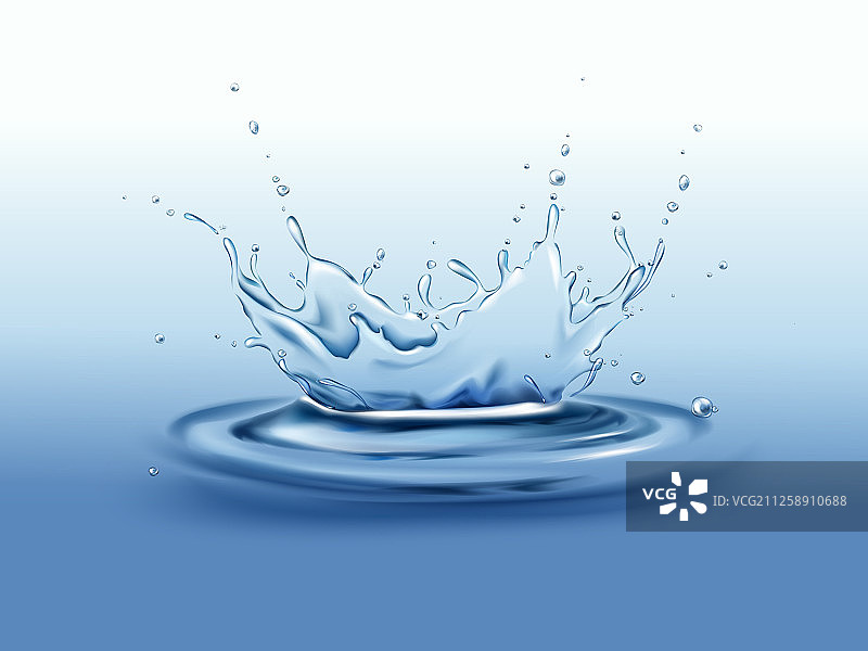 蓝色半透明水花飞溅图片素材