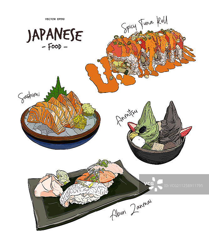 日式料理手绘草图合集图片素材