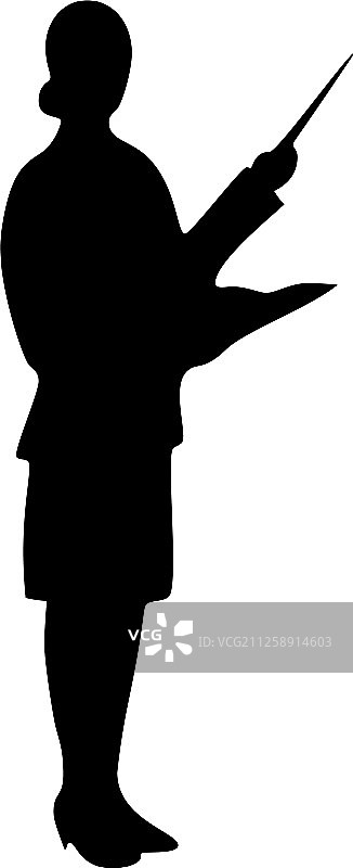 白色背景上的女教师剪影图片素材