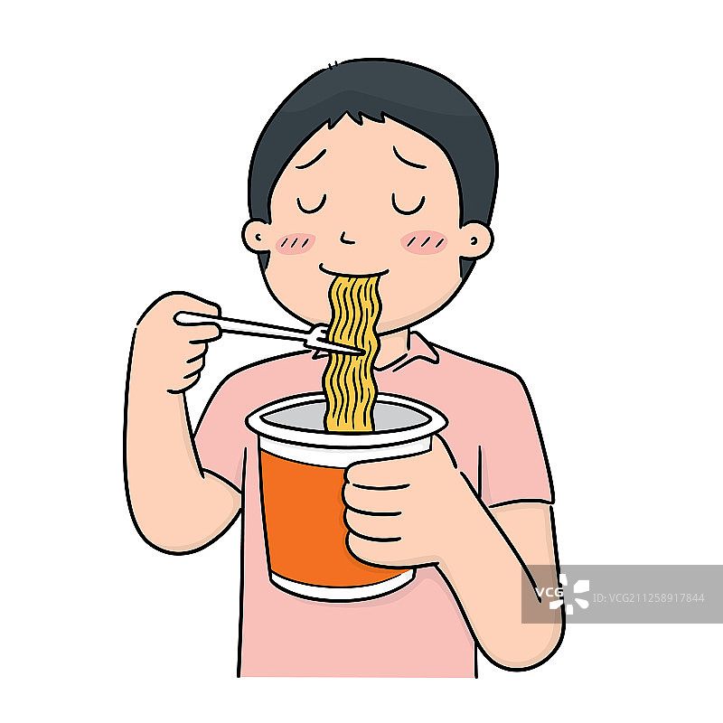 男人吃面条图片素材