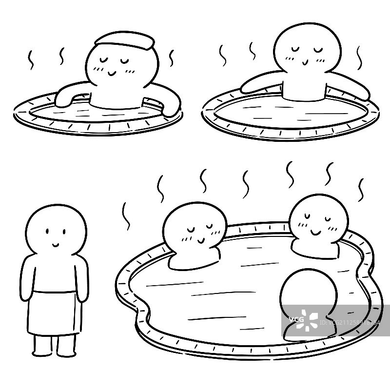 人们在热水池中沐浴图片素材