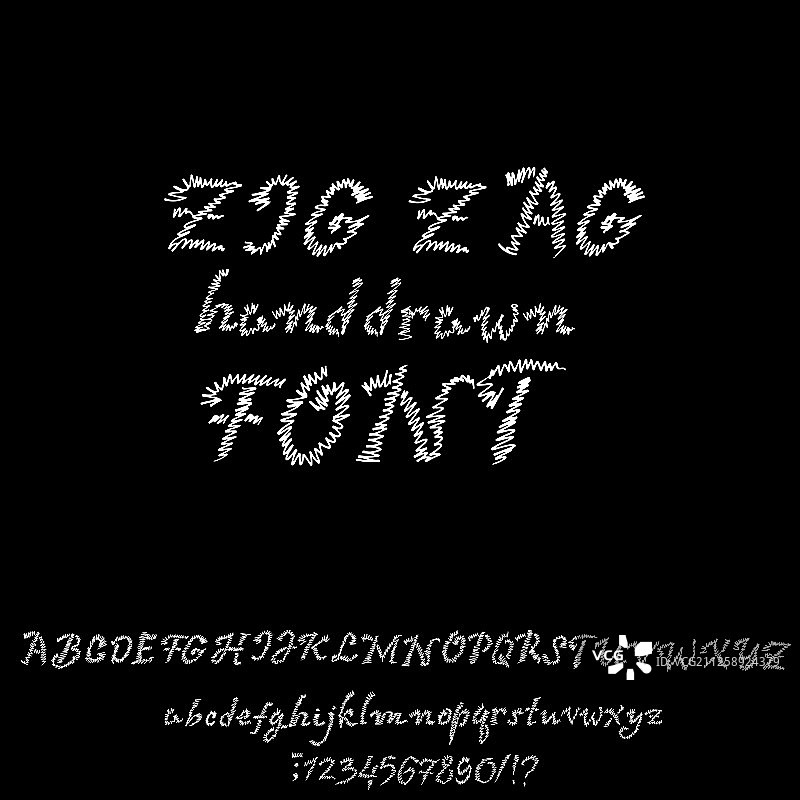 白色手绘zigzag字体图片素材