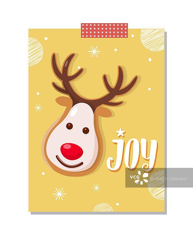 带驯鹿饼干的欢乐贺卡图片素材