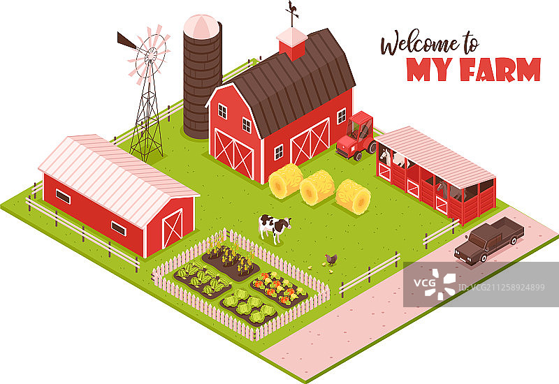 2.5D农场景观构成图片素材