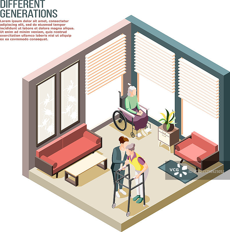 不同世代的2.5D组合图片素材