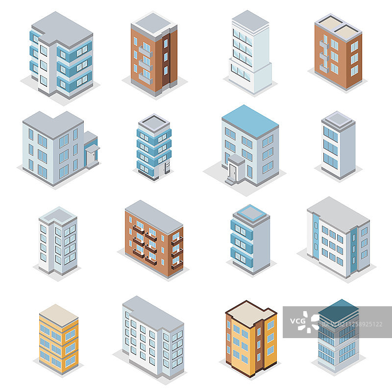 联排别墅建筑图标集图片素材