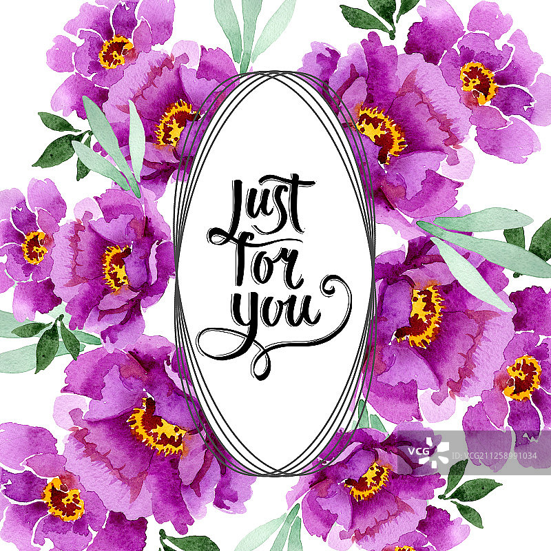 牡丹和多肉植物花束水彩背景边框图片素材