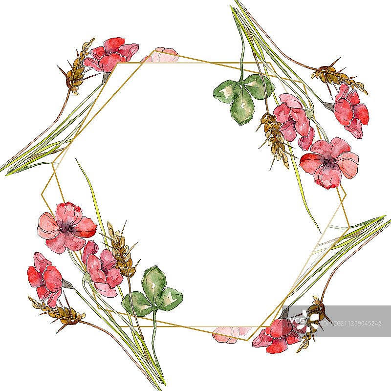 野花花束水彩植物花卉边框图片素材