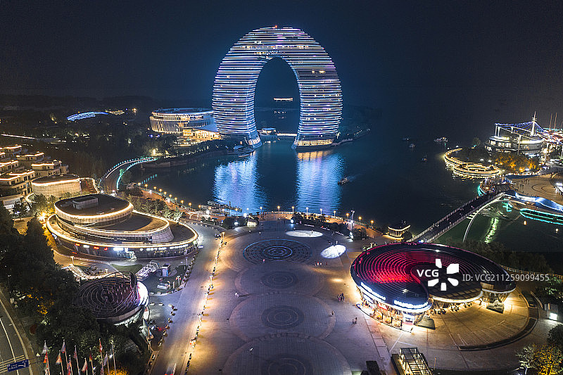 浙江 湖州 太湖旅游度假区 月亮广场 航拍图片素材