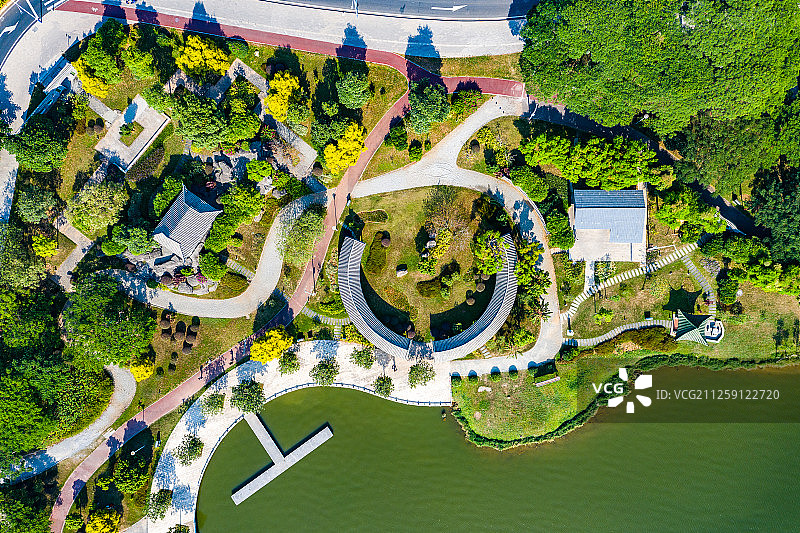 广州增城区挂绿湖航拍图片素材