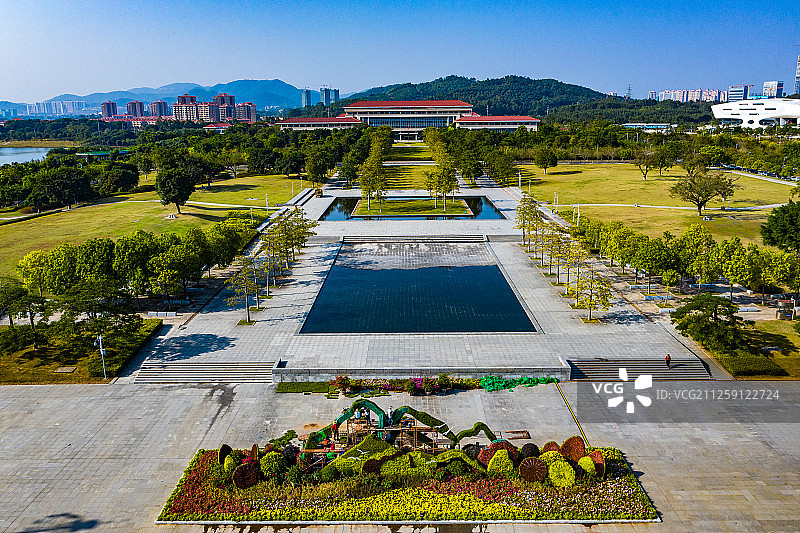 广州增城区挂绿湖航拍图片素材