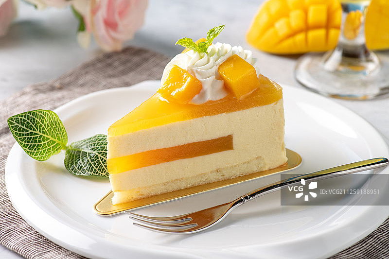 芒果乳酪蛋糕图片素材