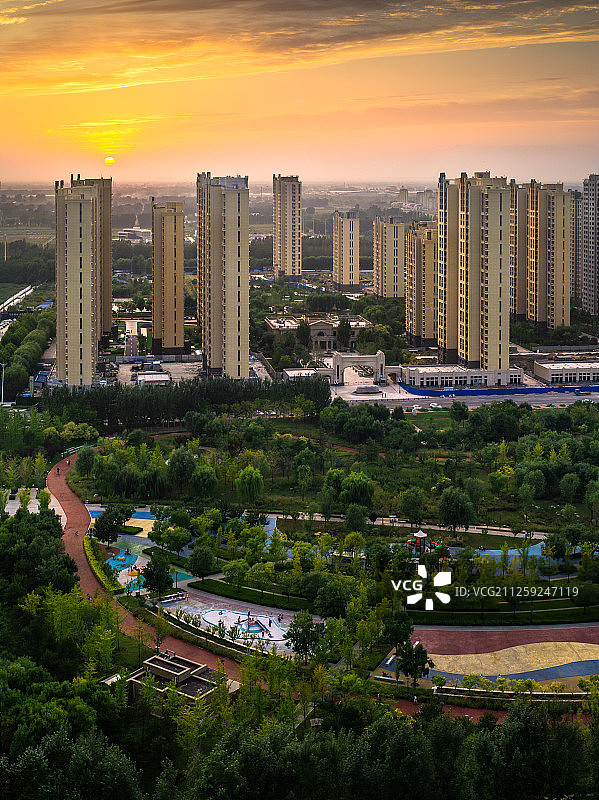 河北省固安县城市建筑风光图片素材