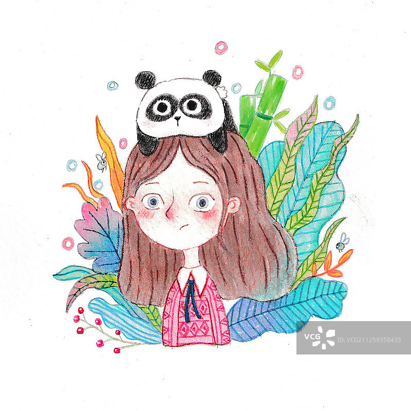 有植物的女孩头像图片素材