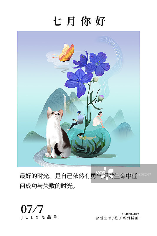 花历7月飞燕草亮版图片素材