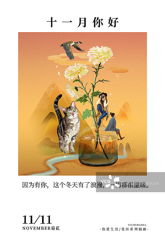 花历11月菊花亮版图片素材