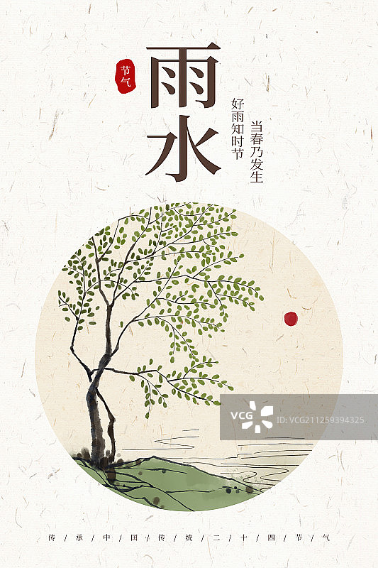 二十四节气雨水海报展板图片素材