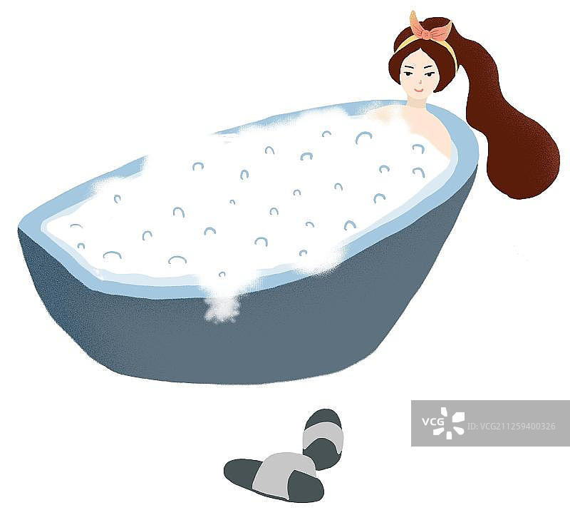 浴室泡热水澡的女人图片素材