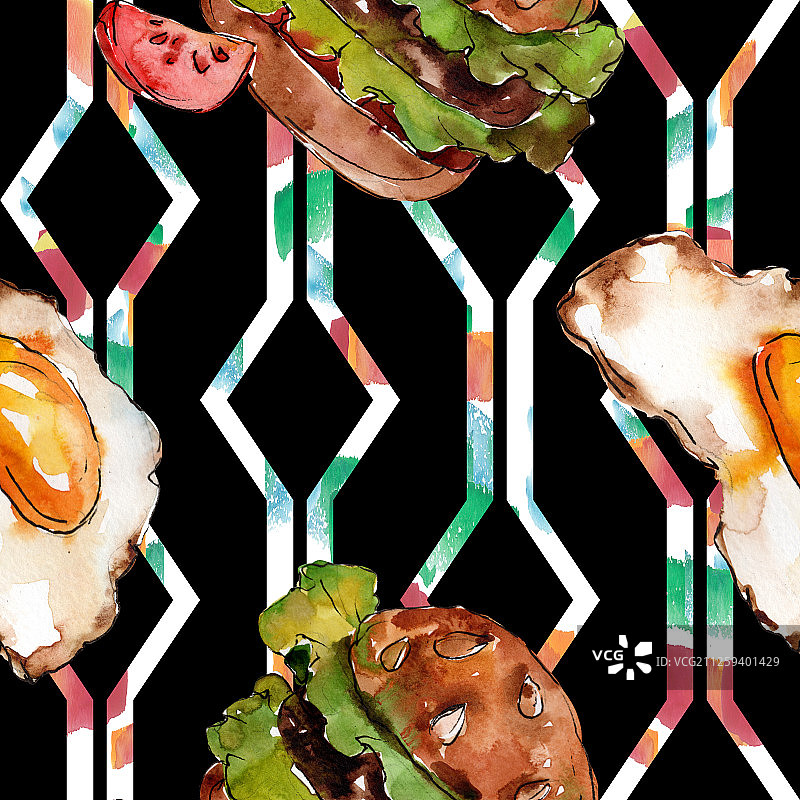 水彩风格汉堡包图片素材