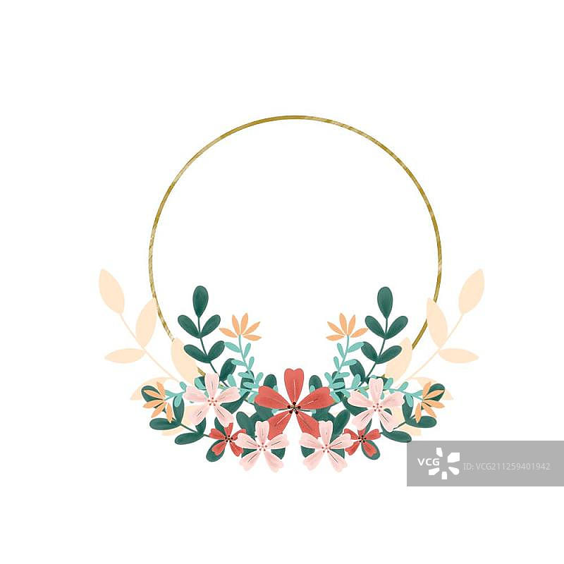 手绘花环花纹图案图片素材