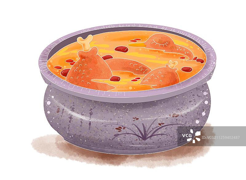 冬日滋补老鸭汤插画图片素材