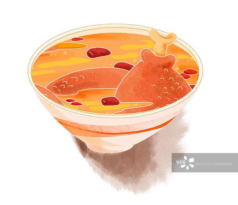 冬日滋补老鸭汤插画图片素材