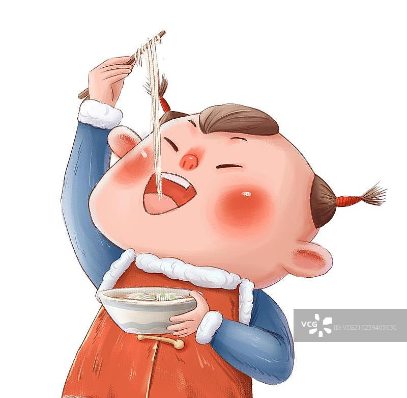 民俗-吃年饭的孩子图片素材