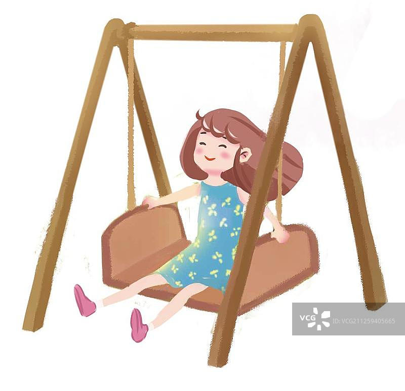 荡秋千的女孩图片素材
