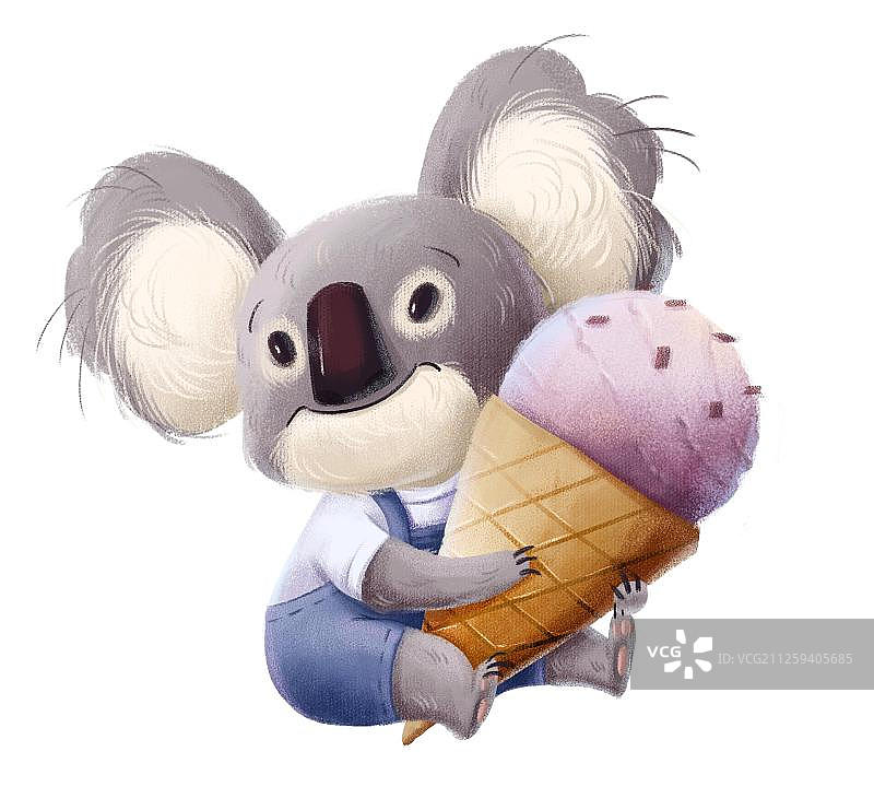 抱着冰淇淋的考拉图片素材